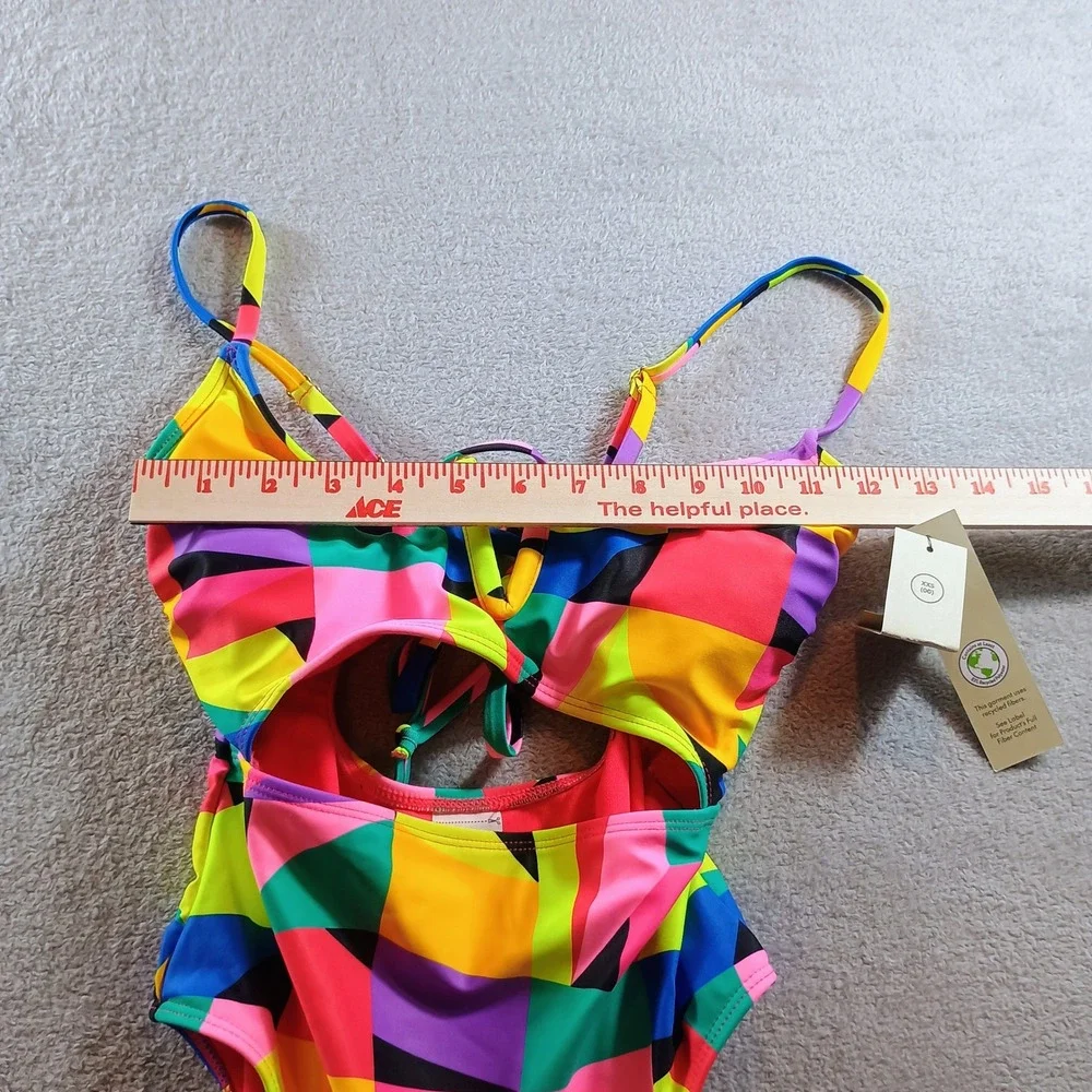 Wild Fable Women One Piece Swimsuit Multicolor XXS Cut Out High Leg Y2K Festival